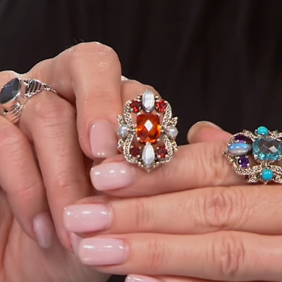 NICKY BUTLER New Honey Quartz Garnet Pearl Size 7 Sterling Silver Designer Ring - Picture 11 of 12